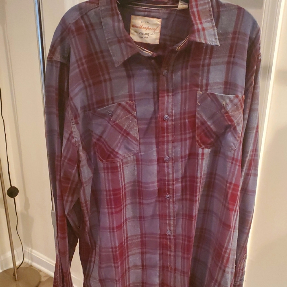 Vintage Blue and Red Plaid Men's Shirt